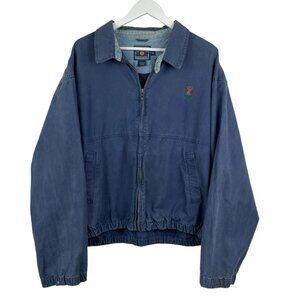 Vintage Ralph Lauren Chaps Jacket Men XL Blue Jean Denim Cropped Casual Full Zip